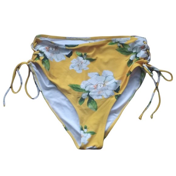 Cupshe swim bikini bottoms - High rise -XXL - Yellow with white floral details - Picture 2 of 9